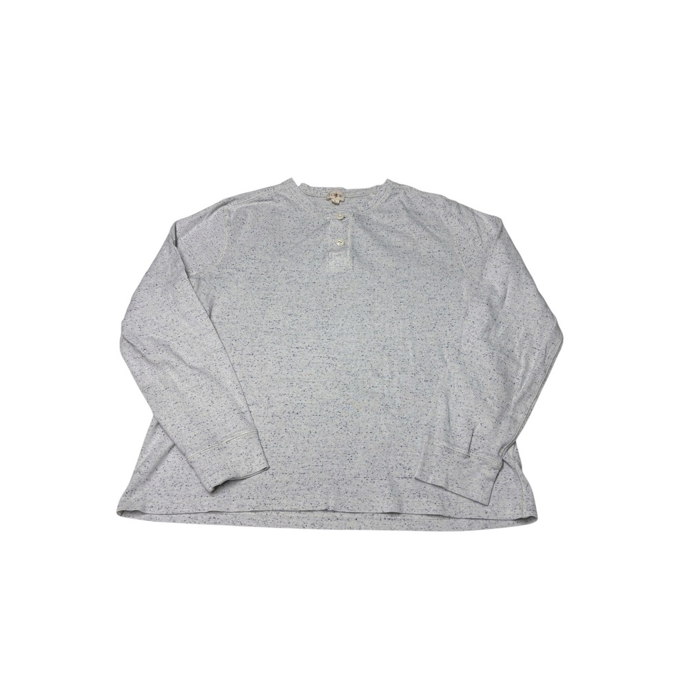 Oarsman J.Crew Mens Large Grey Blue Heritage Brushed Rib-Knit Henley Shirt